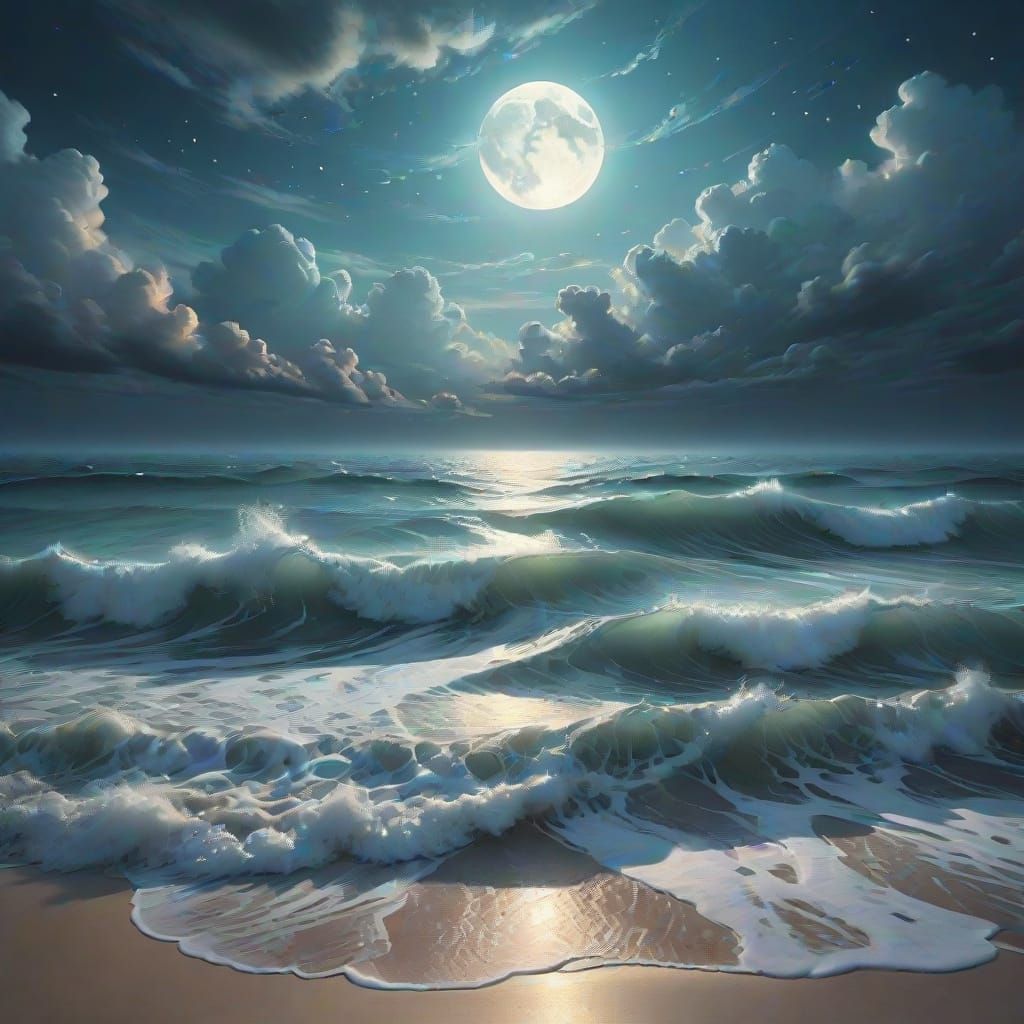 Dreamy Moonlight on Torrid Seas: Fantasy Art