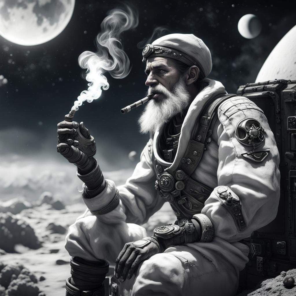 Space Pirate Smoking on the Moon