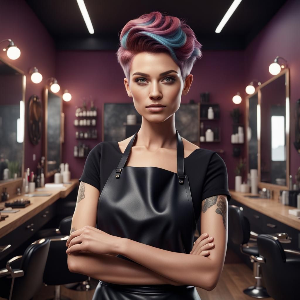 Modern Hairdresser in Hair Salon: Matte Painting