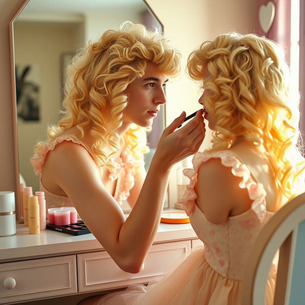 Young Man Crossdresses in Easter Dress, Applies Makeup in So...