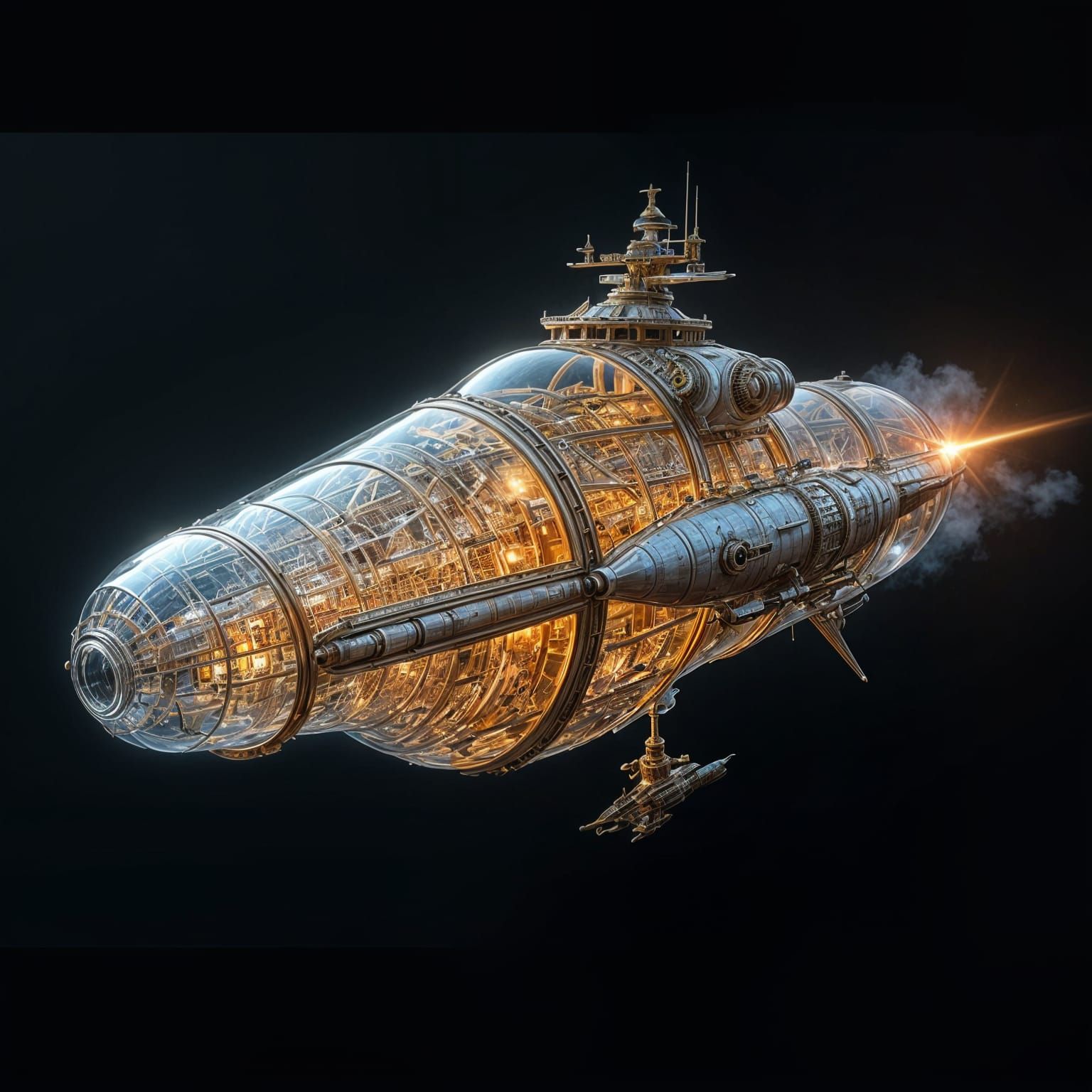 Glass Starship in Steampunk Elegance