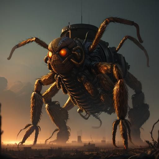 Mutated Spider Emerges in Radioactive Wasteland: Anime Art