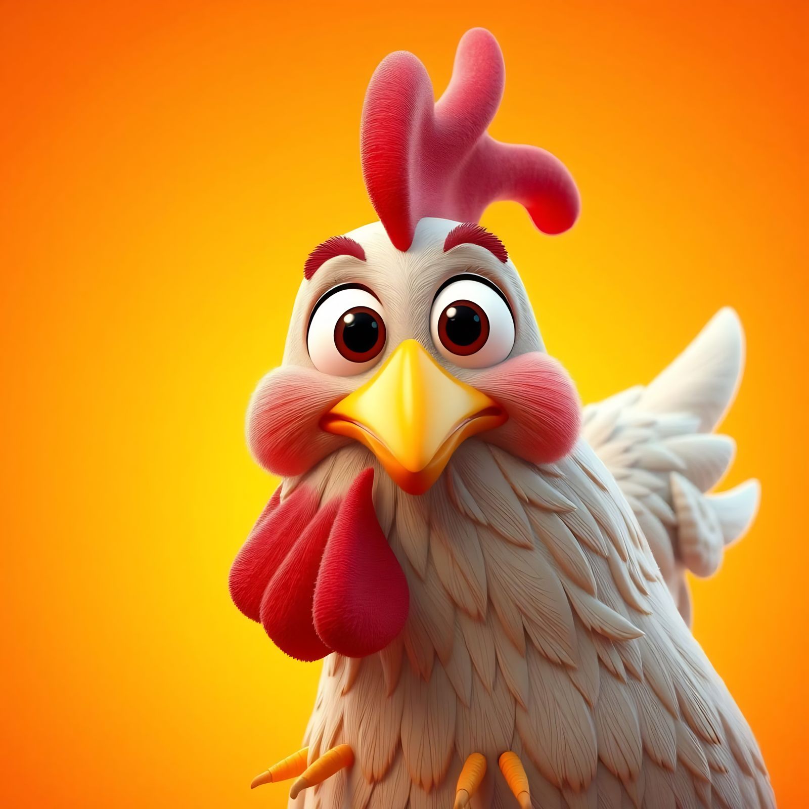 Whimsical Chicken Concept Art in Vibrant 3D