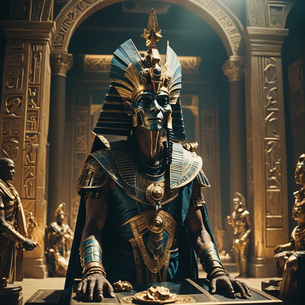 Opulent Osiris Orating in Cinematic Film Still