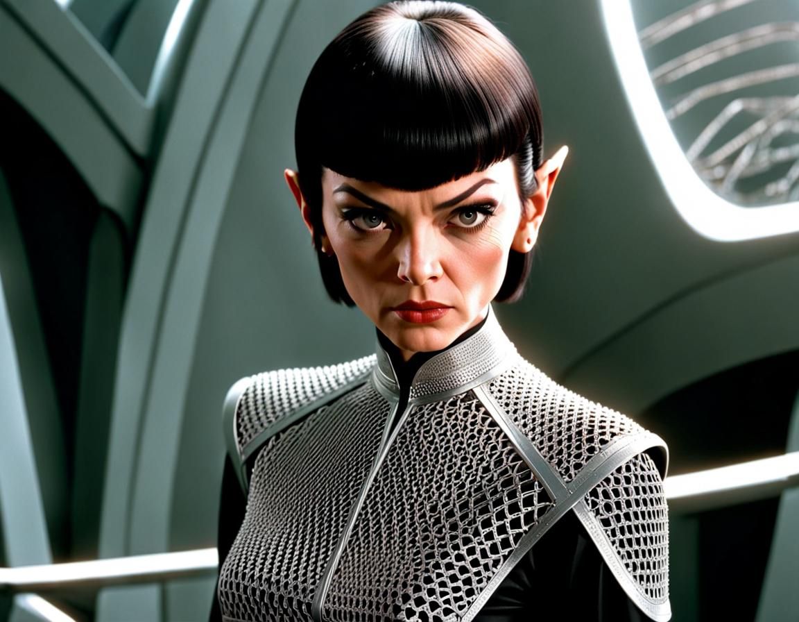 Detailed Portrait of a Romulan on Starship Bridge