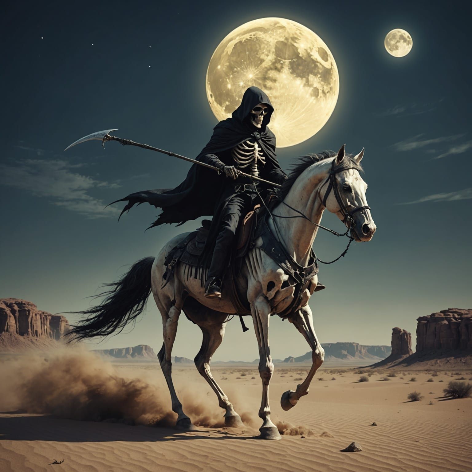 Grim Reaper Rides Through Desert Wasteland