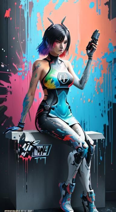 Nintendo Switch Girl in Cyberpunk Anime Style