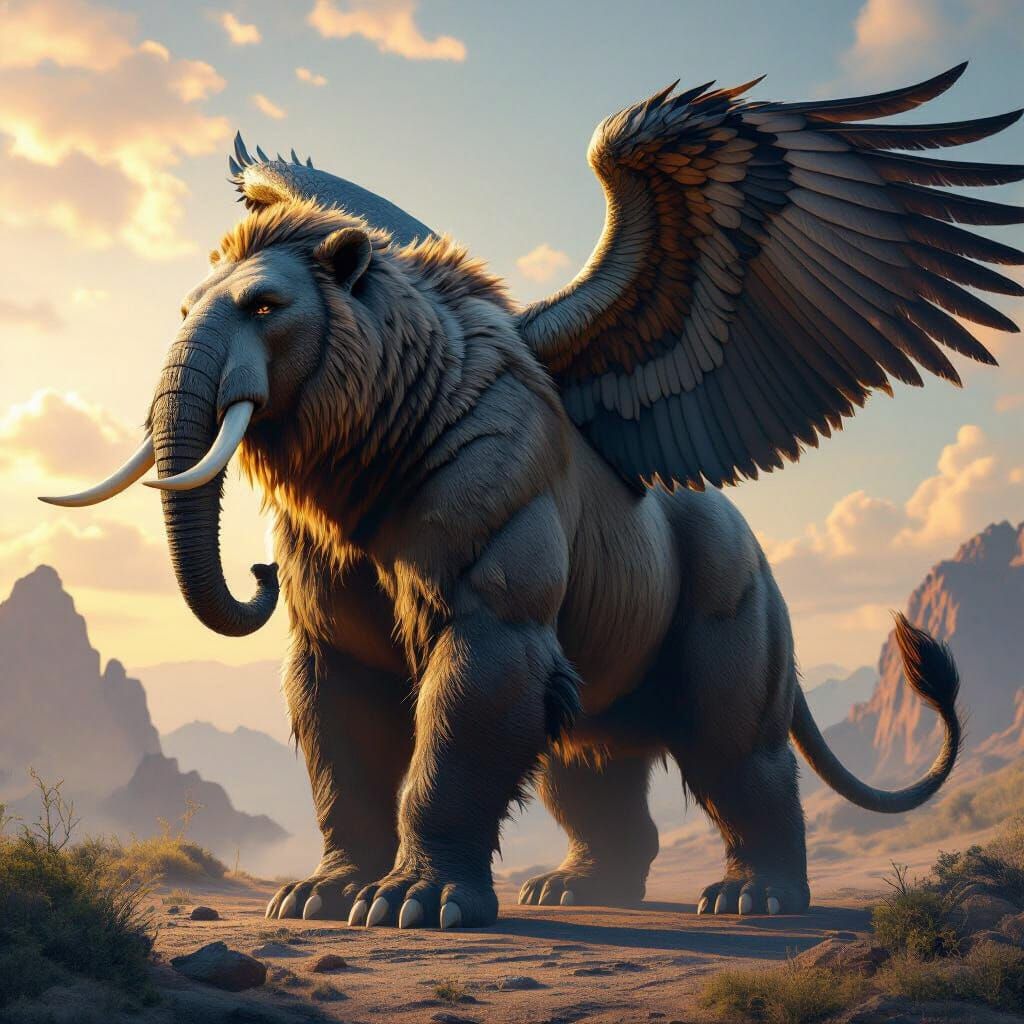 Colossal Mythical Beast: Bear, Elephant, Eagle, Lion Hybrid