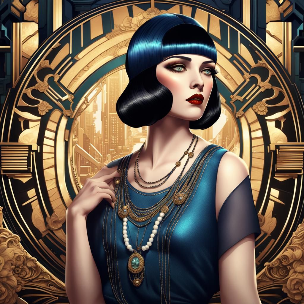 Art Deco Flapper Illustration in 1920s Style