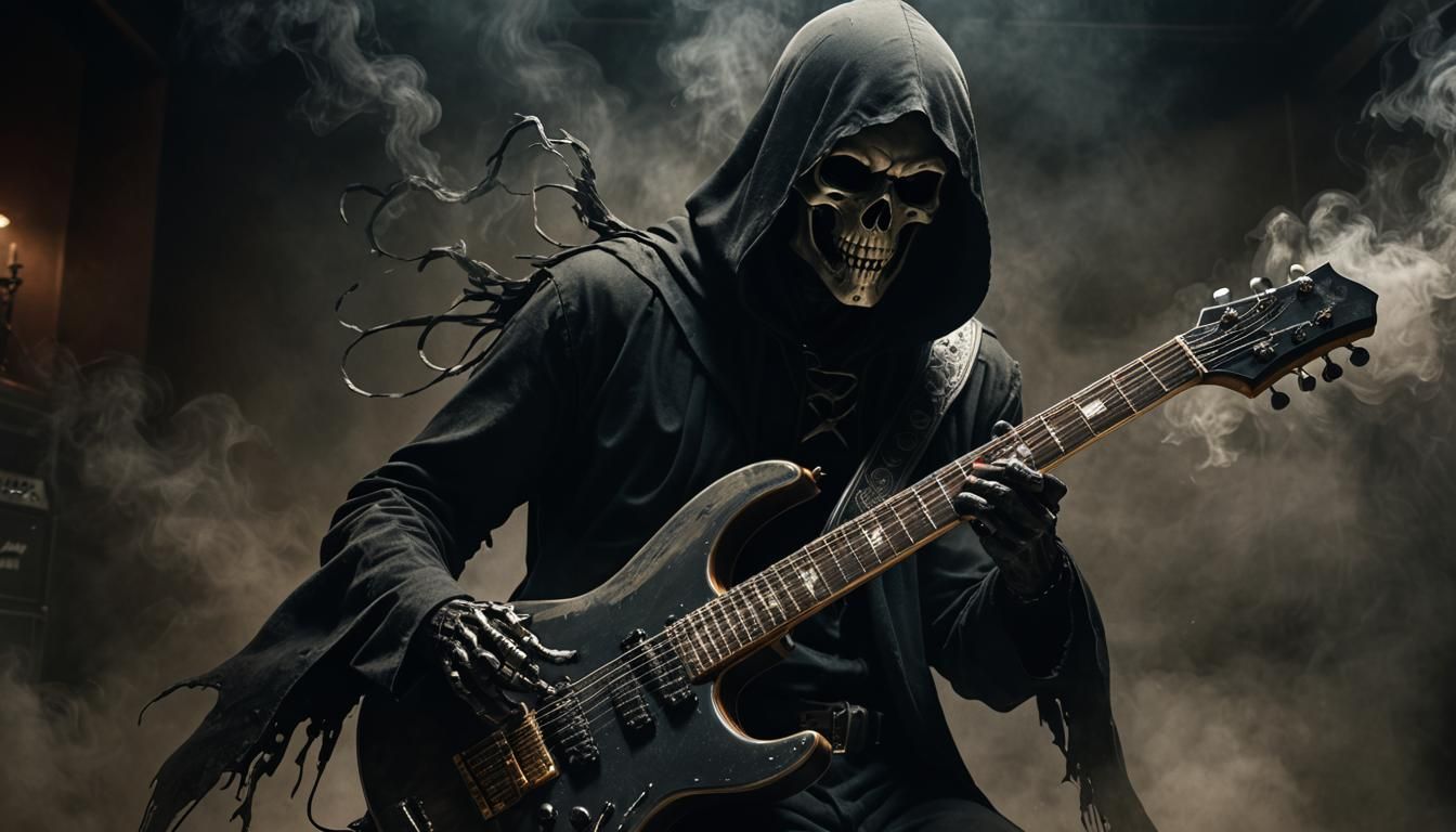 Grim Reaper Shreds Guitar in Hyperrealistic Detail