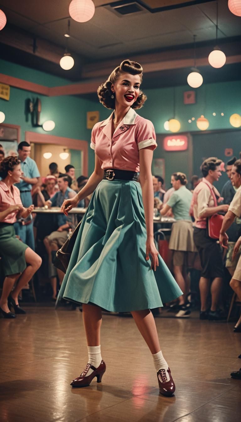 1950s Sock Hop Dance in Cinematic Style