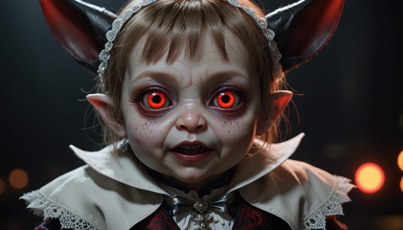 Hyperrealistic Red Eyed Vampire Baby in Ultra HD