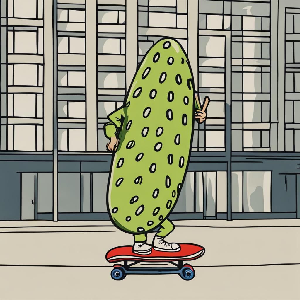 Gherkin Rides Skateboard