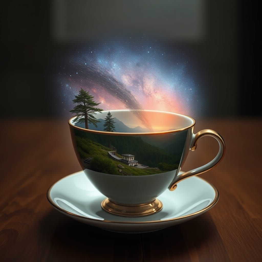 Galactic Scene Inside Teacup
