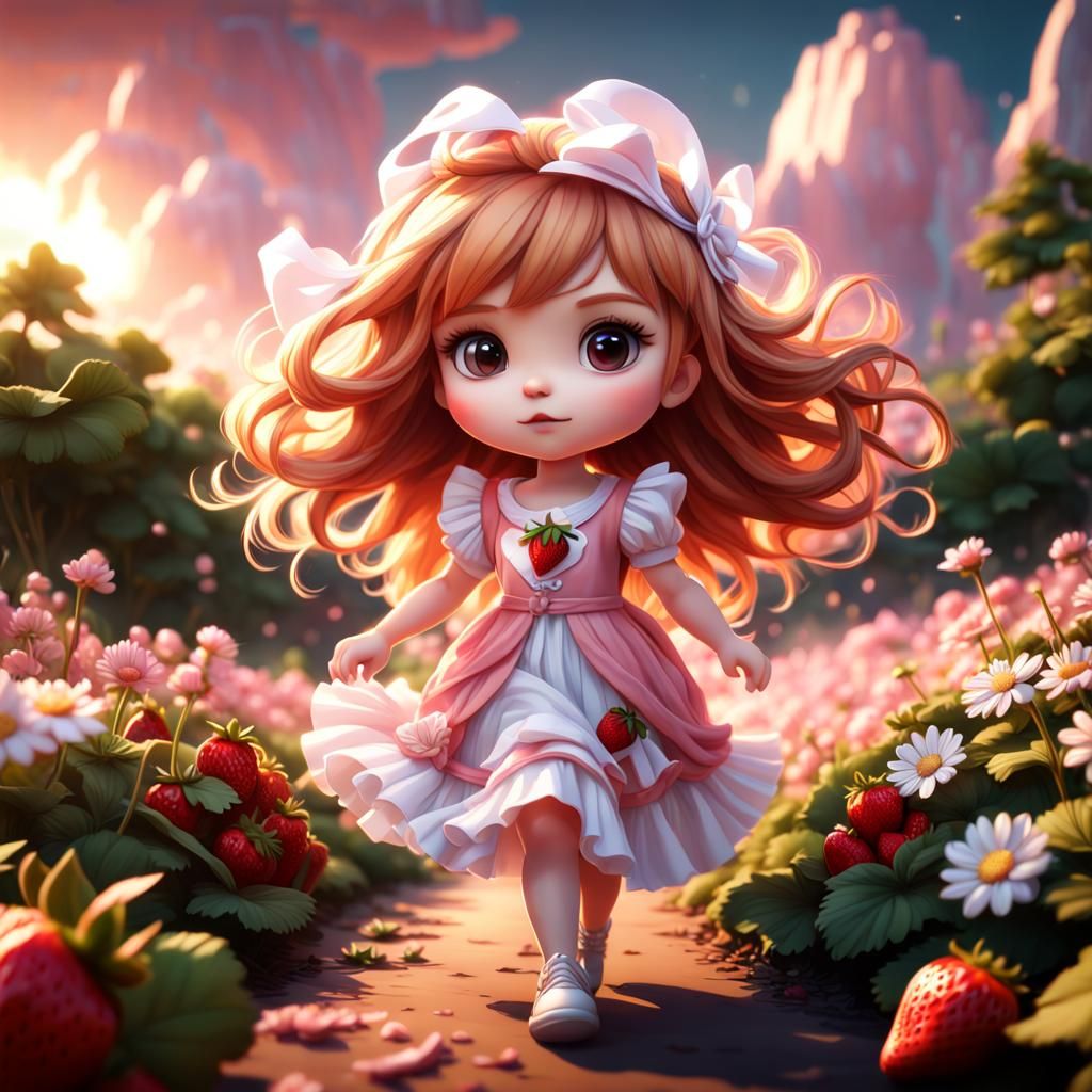 Chibi Strawberry Girl in Sunset Kingdom