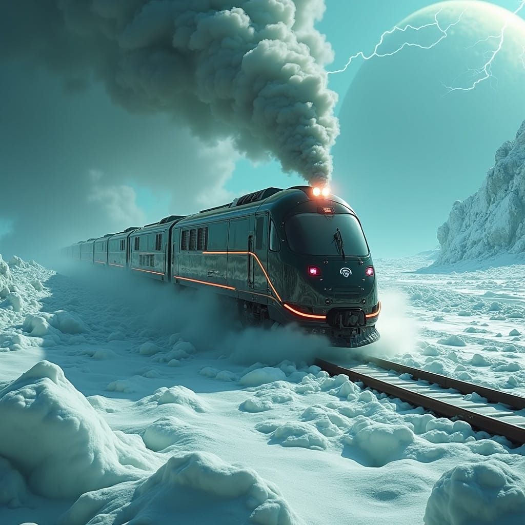 Sleek Space Train Hurtles Through Neptune's Turbulent Storms