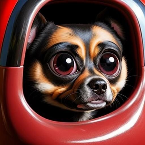 Angry Frowning Dog with Huge Eyes Close-Up