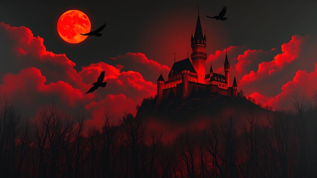 Glowing Medieval Castle Amidst Dark Skies