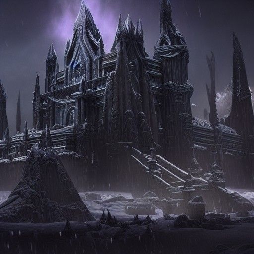 Epic Dark Frozen Throne Digital Matte Painting