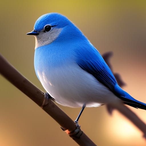 Blue Bird Singing in Golden Sunlight