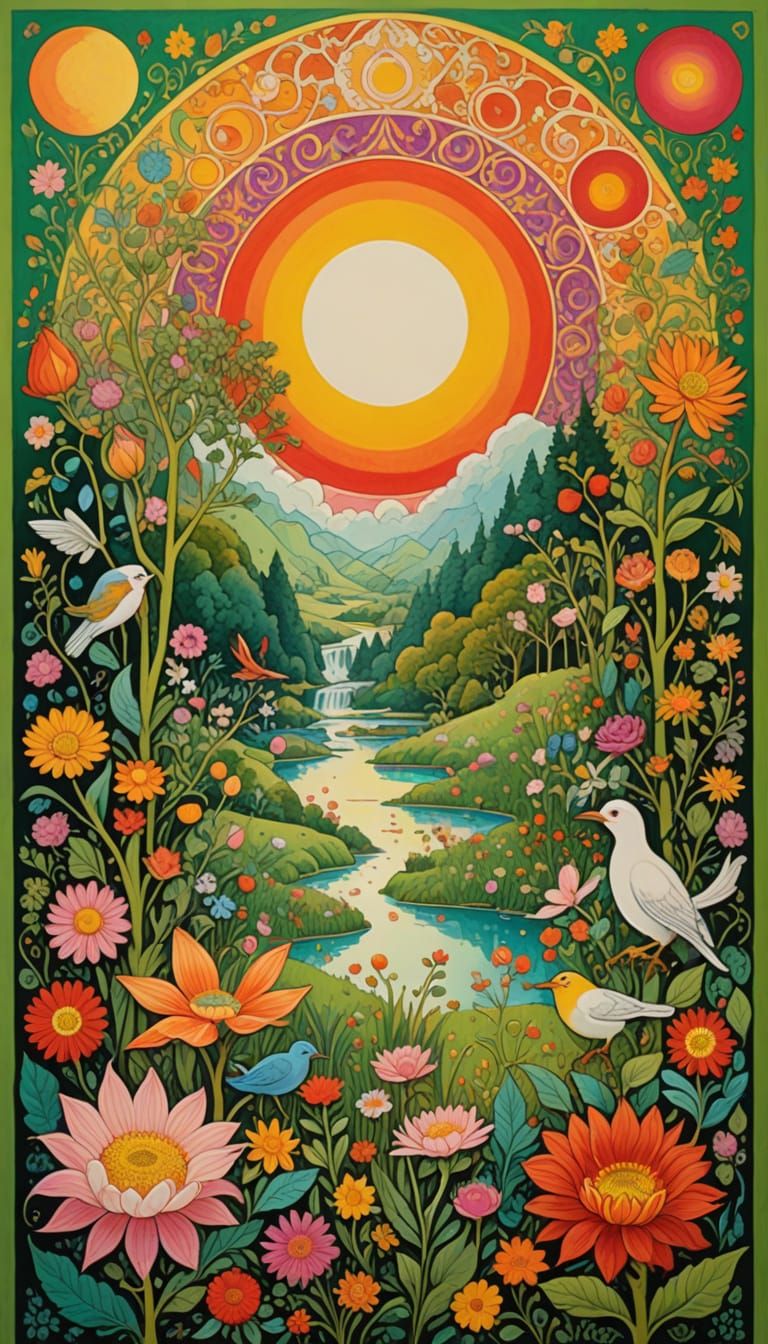 Psychedelic 1968 Moon Rising Poster Art