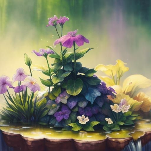 Enchanting Waterfall Mullein in Watercolor Style