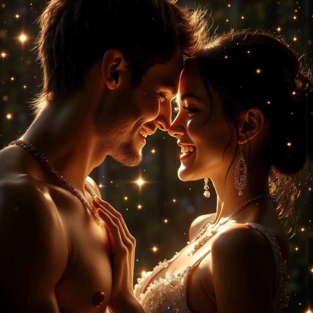 Joyful Couple Portrait with Warm Affection