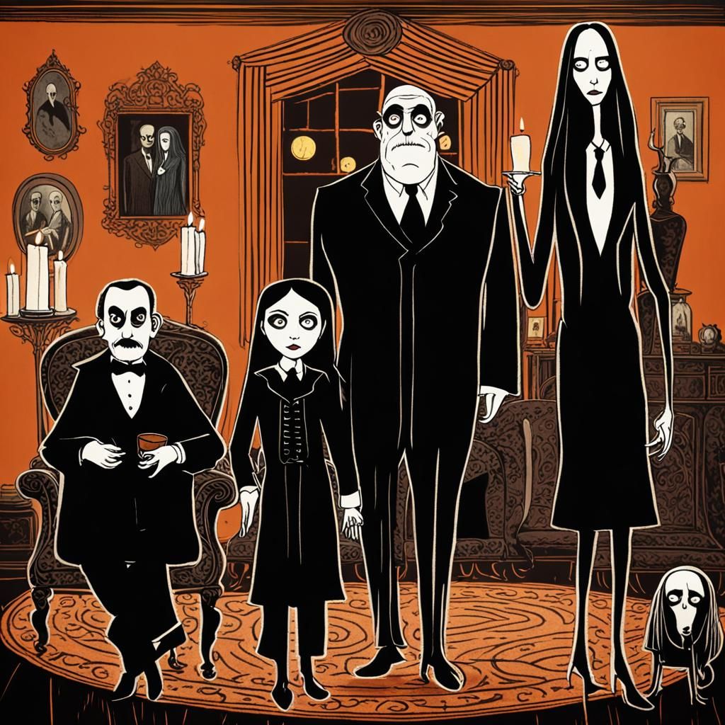 The Addams Family in Tim Burton Style