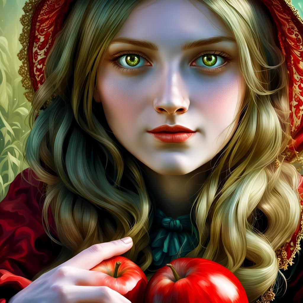 Baroque Girl with Palm Branch in Watercolor Style