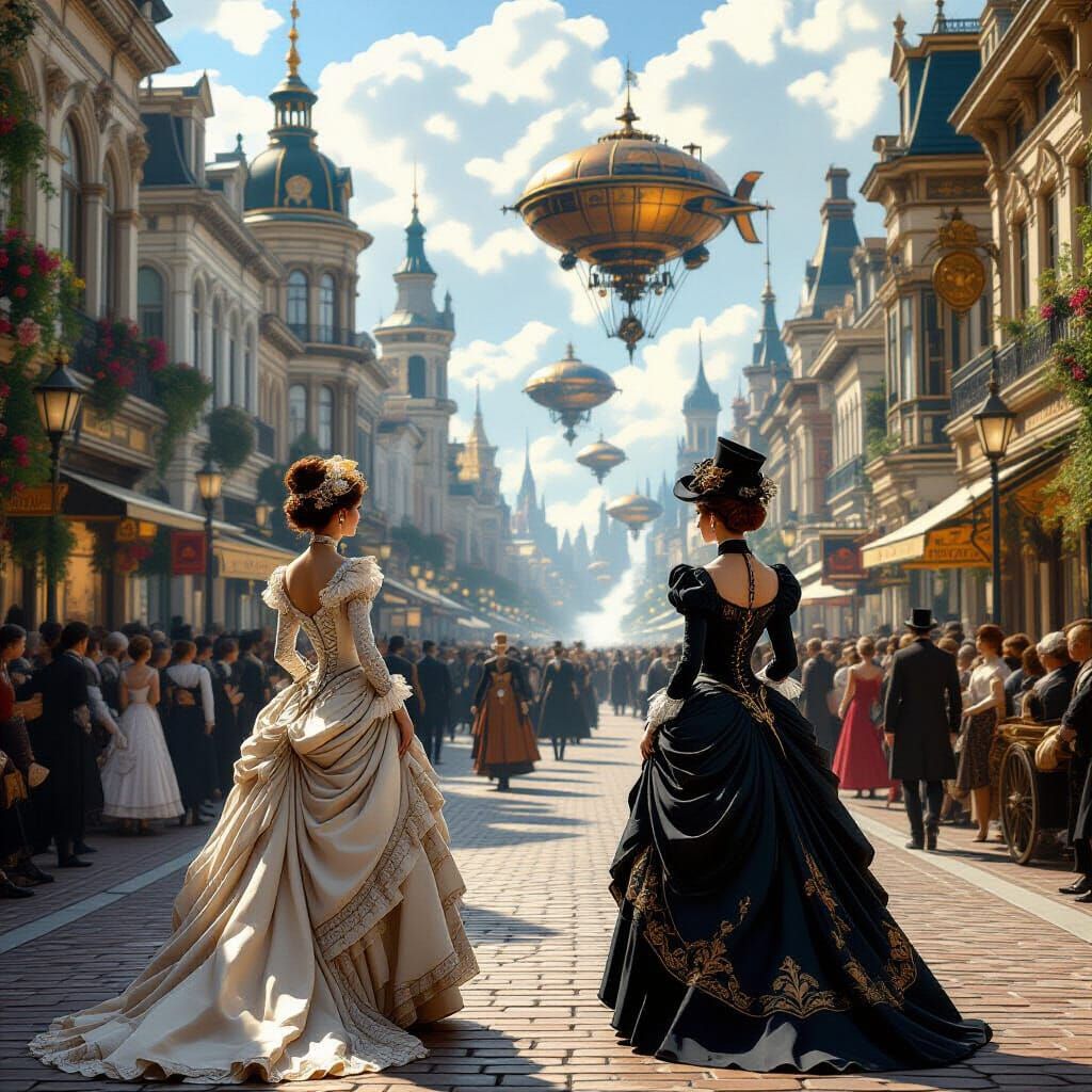 Victorian Steampunk Woman at a Grand Parade