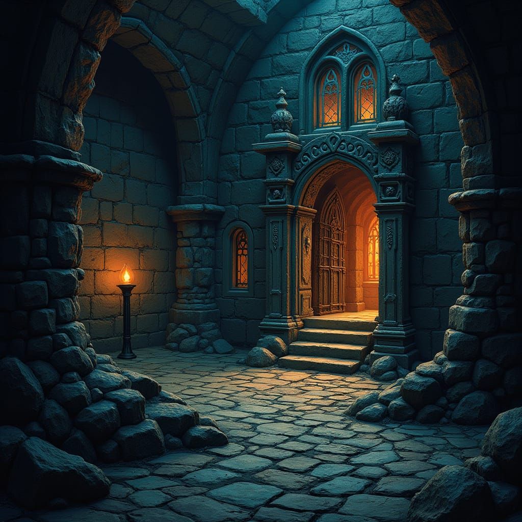 Gothic Dark Fantasy Dungeon Tiles in Grim, Claustrophobic St...