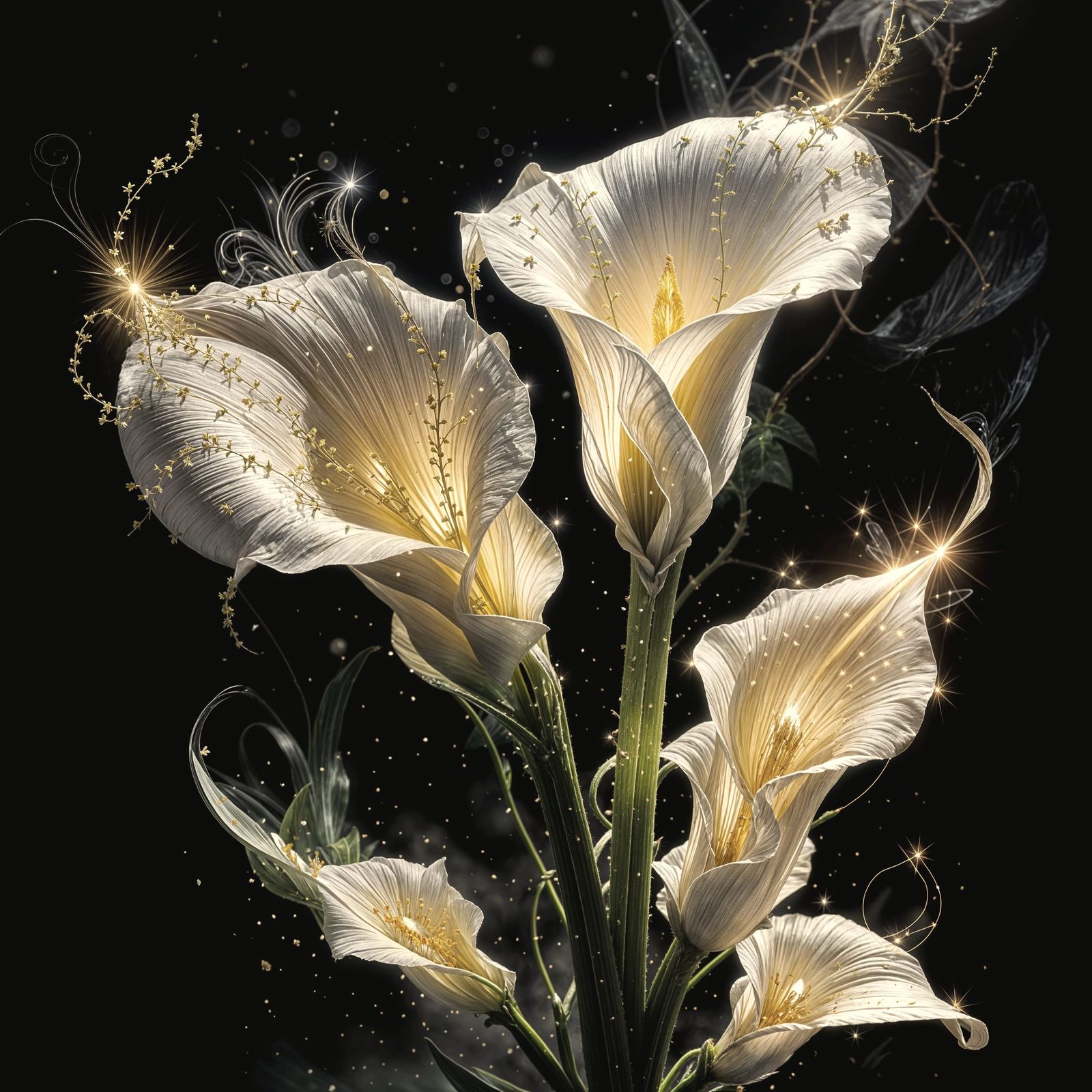 Abstract Pastel Ink Calla Lily Bouquet