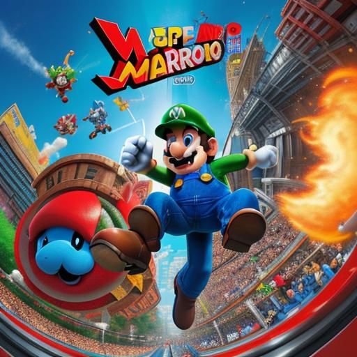 Mario Jumps from Pipe: Comic Book Art