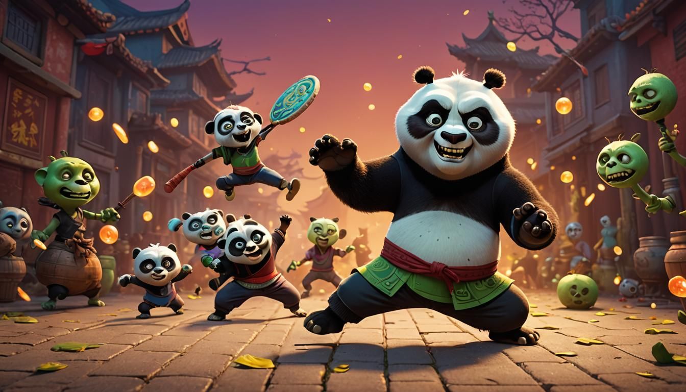 Kung Fu Panda Zombie: Pixar-Style 3D Rendering