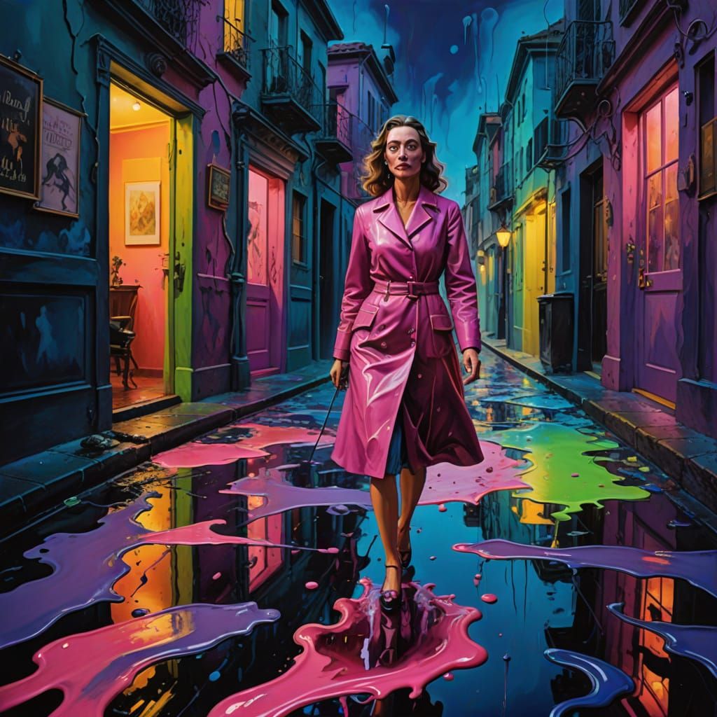 Dreamlike Surrealist Scene of a Woman Emerging from a Meltin...