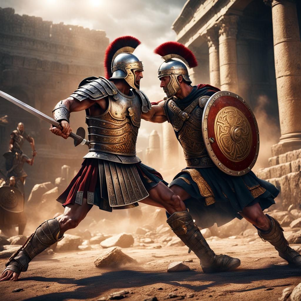 Roman Centurion and Celtic Warrior Battle