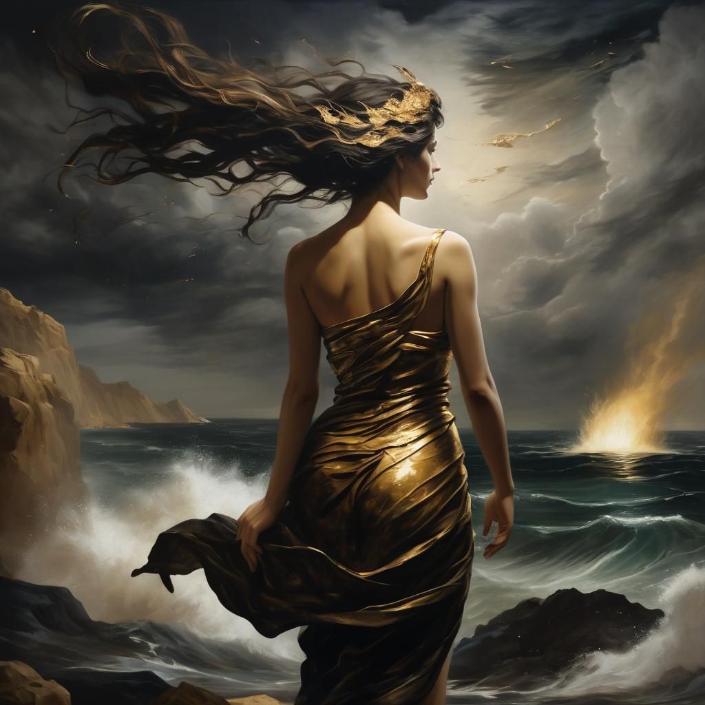 Ancient Greek Woman in Elysian Fields Painting