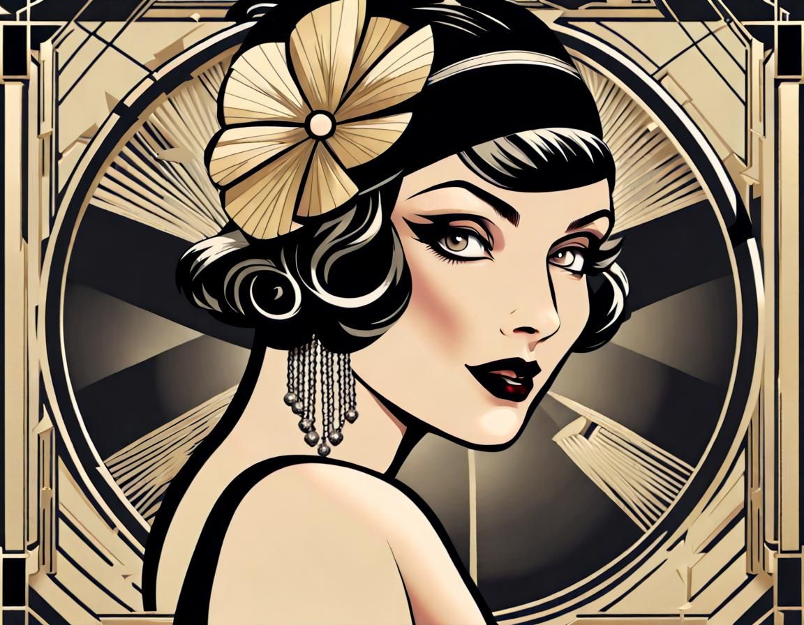 Art Deco Flapper Pinup in 1920s Style