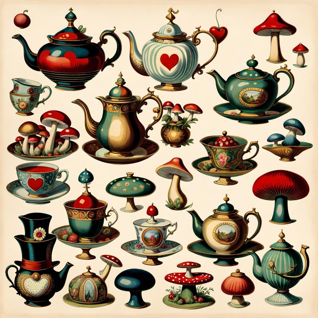 Alice in Wonderland Tea Party: Vintage Illustrations