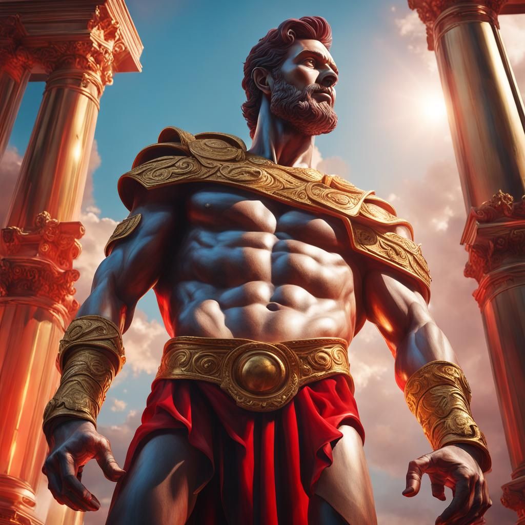 Mars, the Muscular Roman God, in Red Light