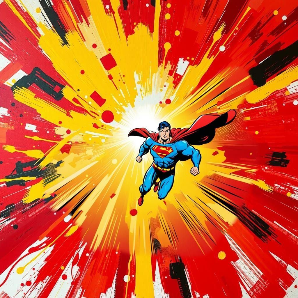 Superman Flying Towards Viewer in Comic Book Style