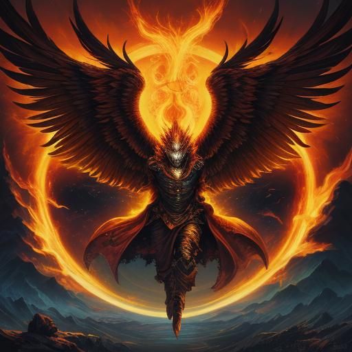 Wizard Conjures Phoenix in Fiery Fantasy Art