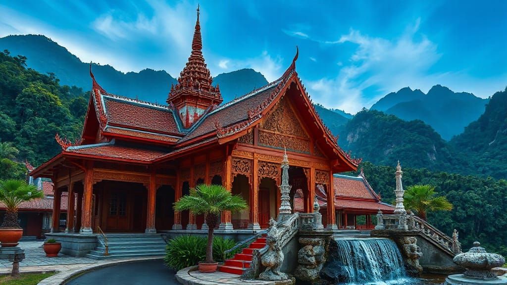Stunning Thai Temple in Breathtaking Mountain Landscape