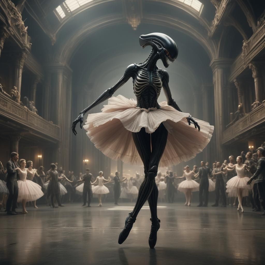 Xenomorph Ballerina Pirouette in Digital Matte Painting