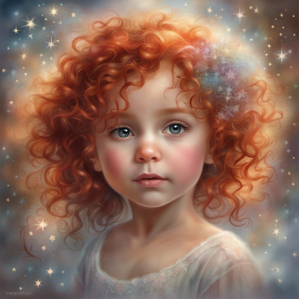 Ethereal Portrait: Red-Haired Girl and Ghost Baby