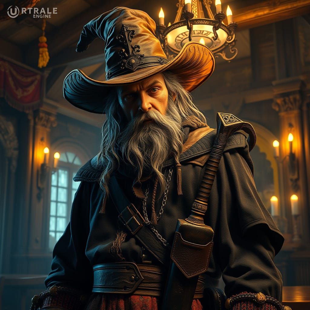 Regal Western Wizard in Ornate Attire