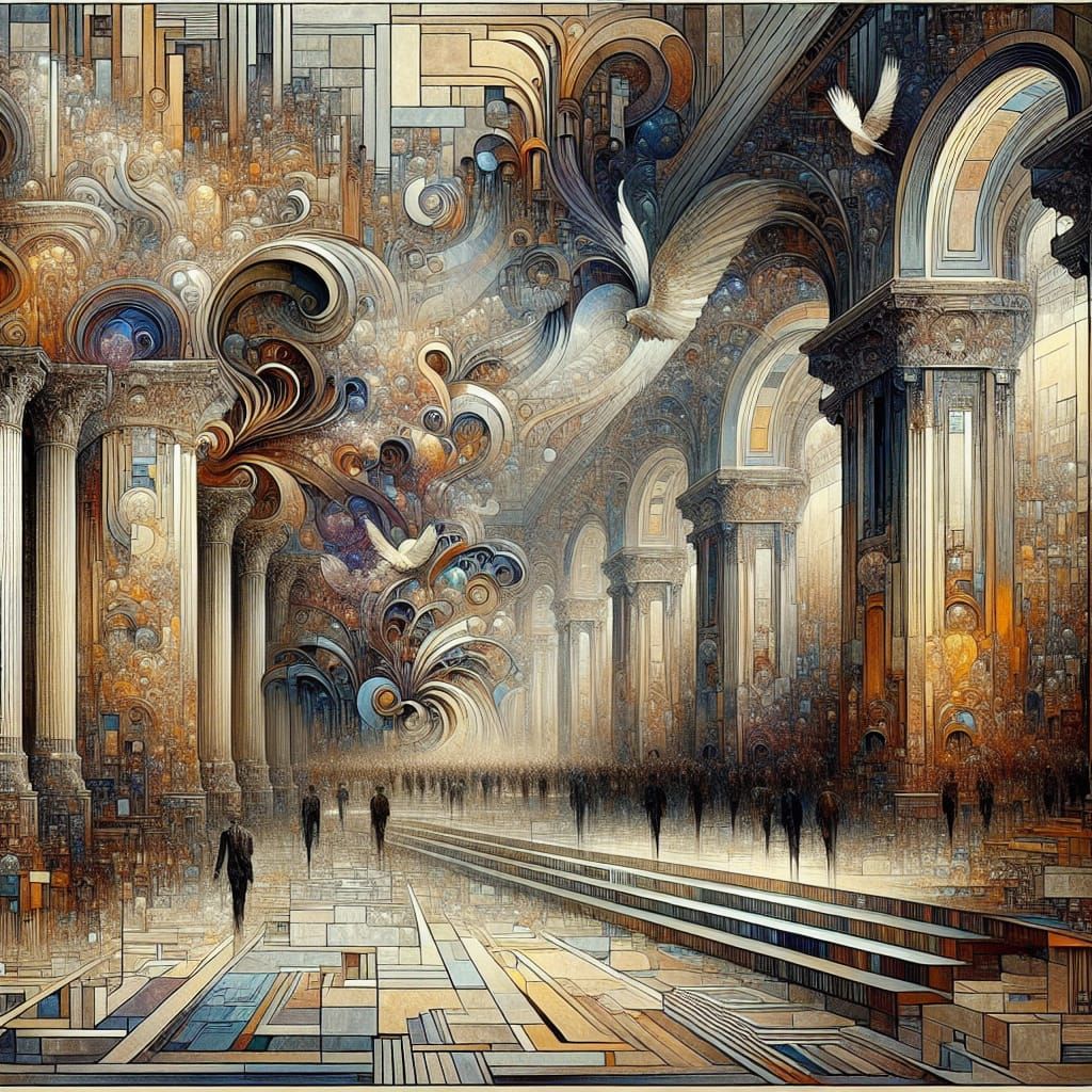 Rococo Symbolism Digital Painting with Jazz Elements