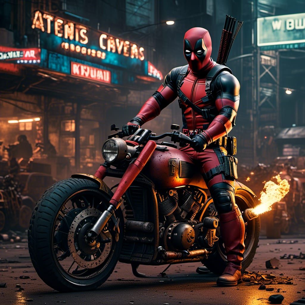 Post-Apocalyptic Female Deadpool Acrylic Painting