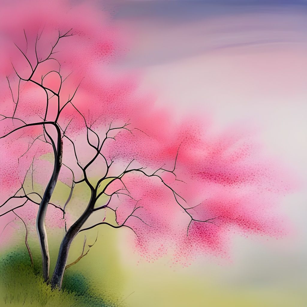 Pink Dogwood in Bloom: Elegant Japanese Art Style