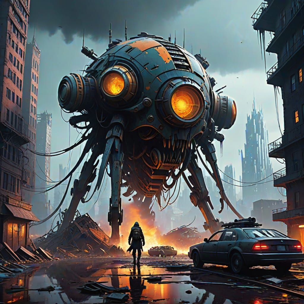 Cybernetic Colossus Unleashes Dystopian Chaos